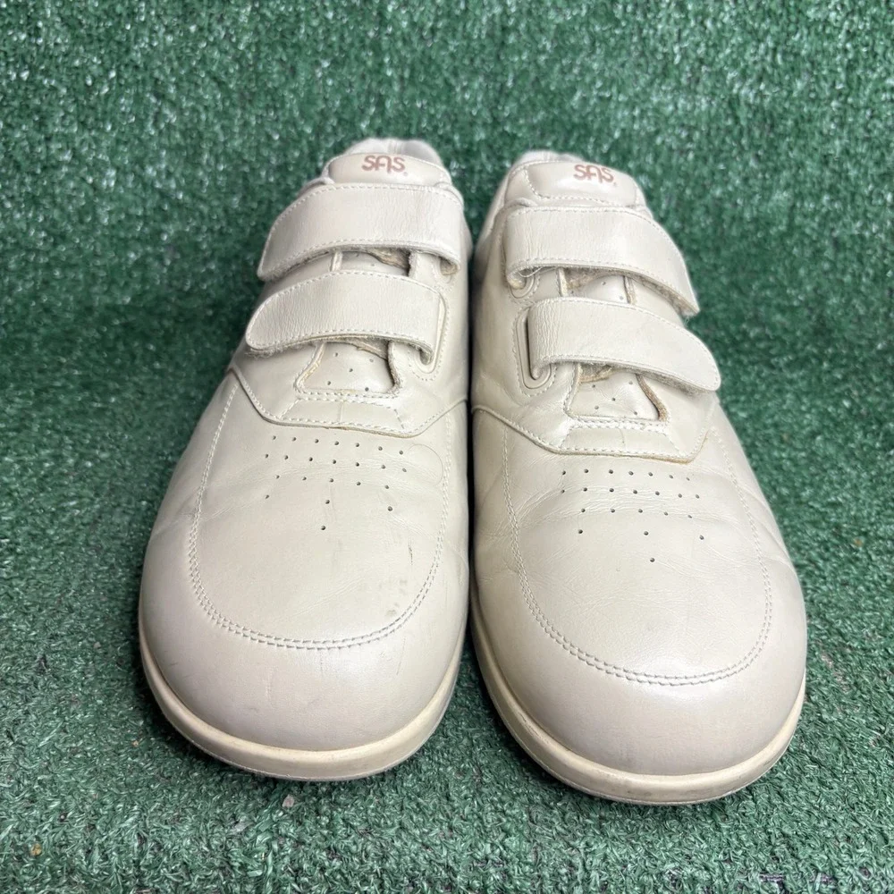 SAS VTO Walking Comfort Hook Loop Strap Leather Sneakers Bone Tan Mens 13 Wide